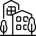 Outline Style Icon of Houses nad trees