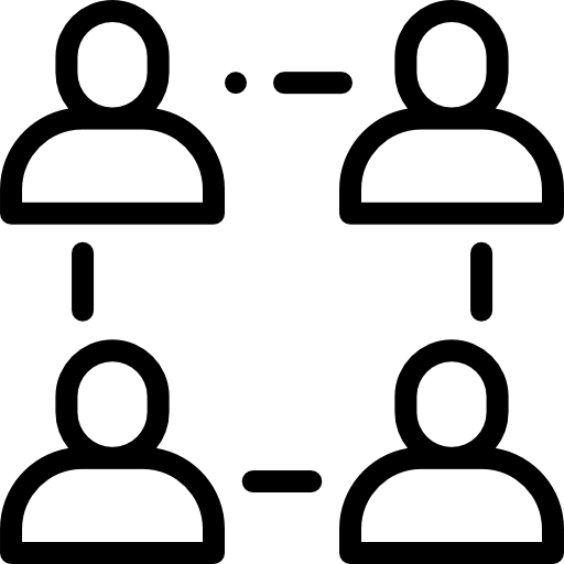Outline icon of people connected together